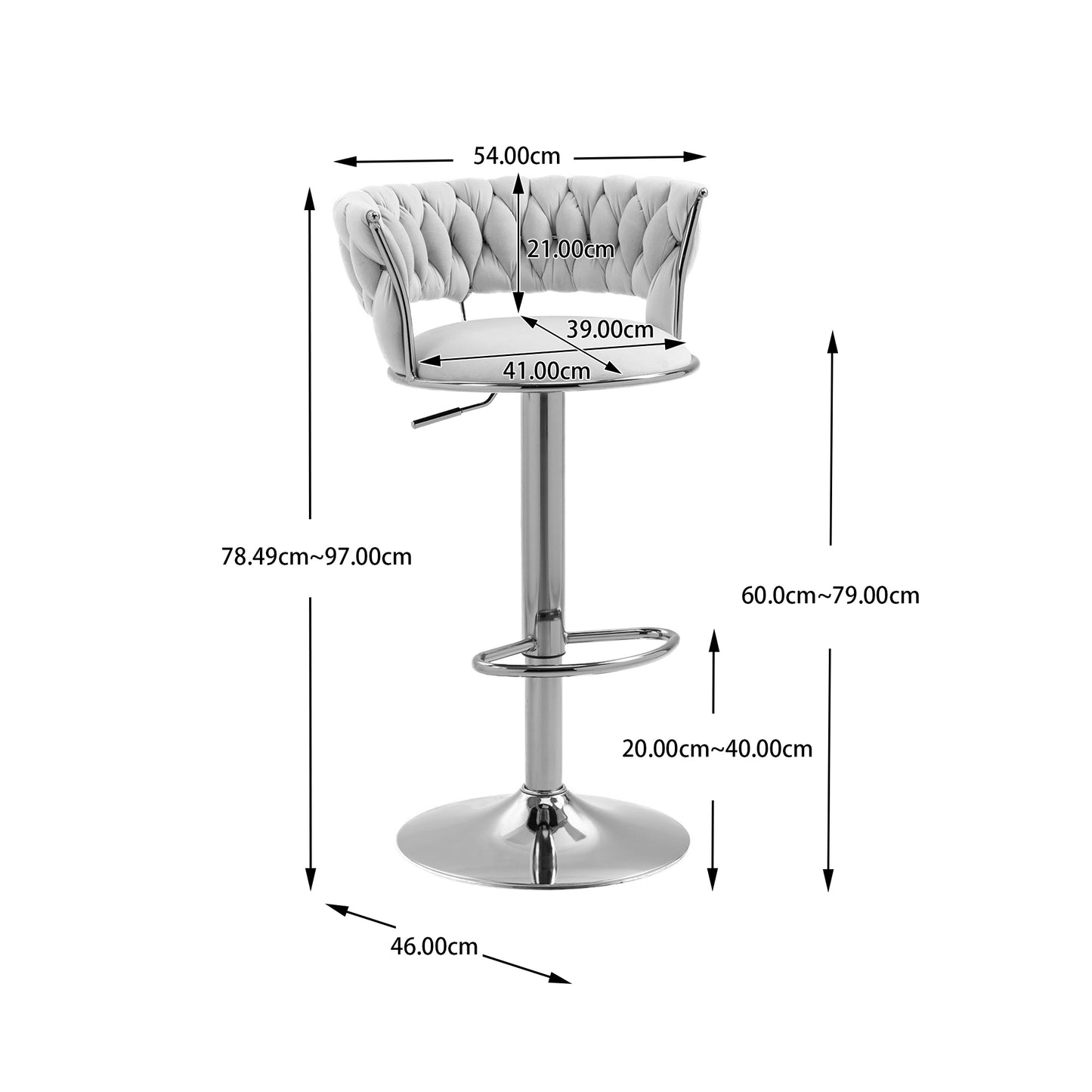 COOLMORE Swivel Bar Stools Set of 2 Adjustable Counter Height Chairs with Footrest for Kitchen, Dining Room 2PC/SET