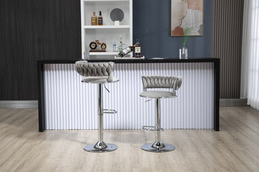 COOLMORE Swivel Bar Stools Set of 2 Adjustable Counter Height Chairs with Footrest for Kitchen, Dining Room 2PC/SET