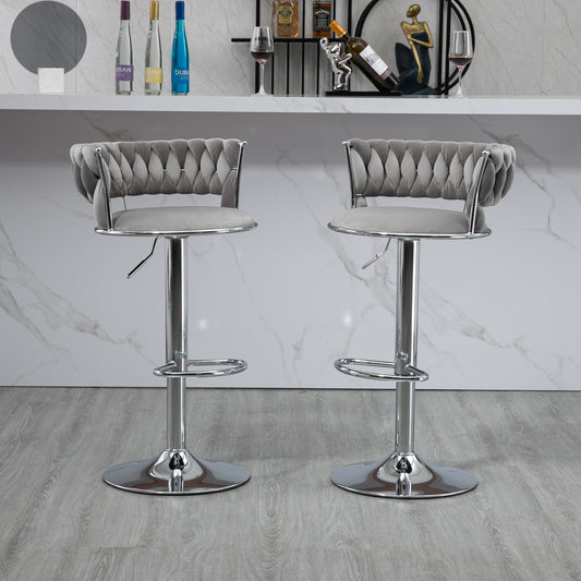 COOLMORE Swivel Bar Stools Set of 2 Adjustable Counter Height Chairs with Footrest for Kitchen, Dining Room 2PC/SET