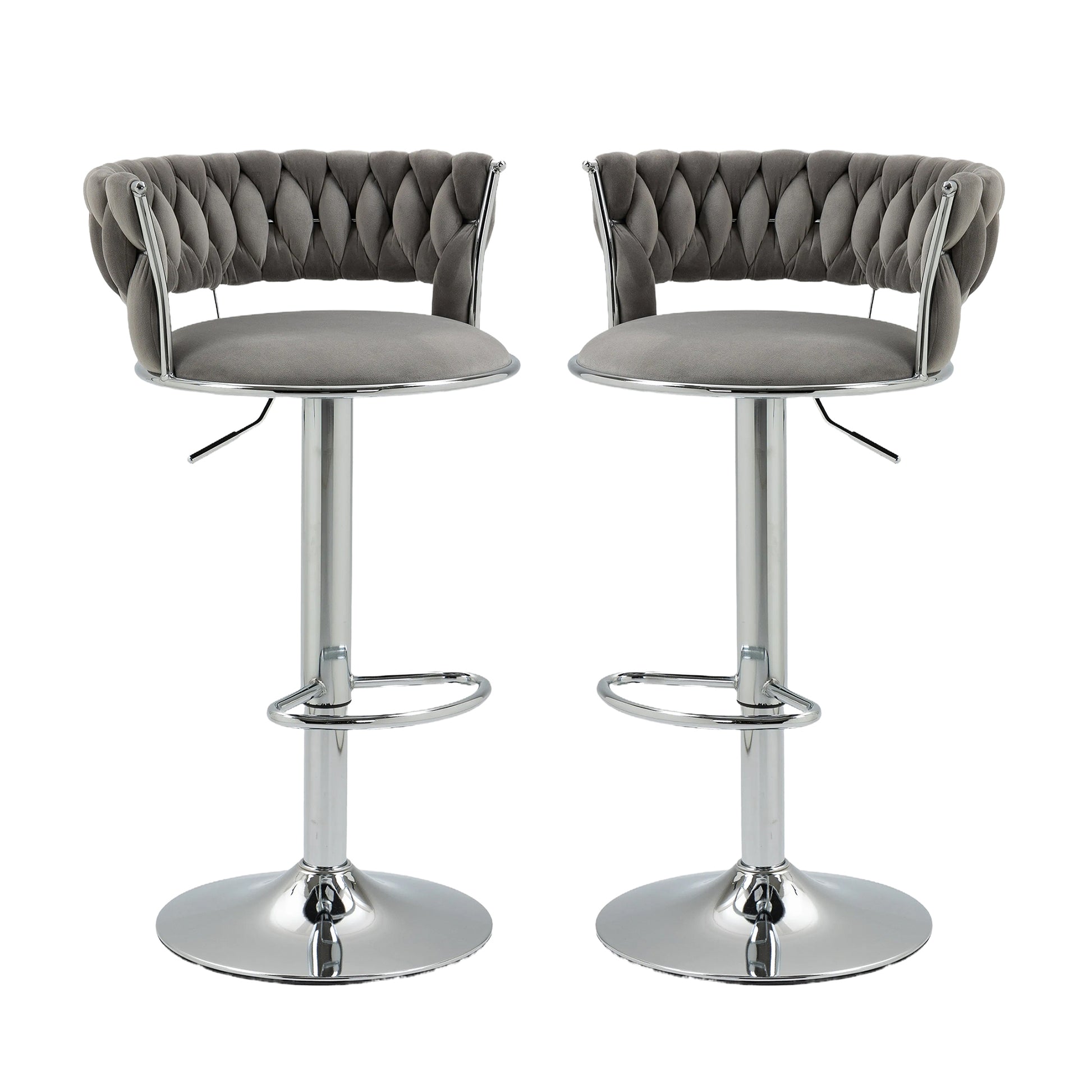 COOLMORE Swivel Bar Stools Set of 2 Adjustable Counter Height Chairs with Footrest for Kitchen, Dining Room 2PC/SET