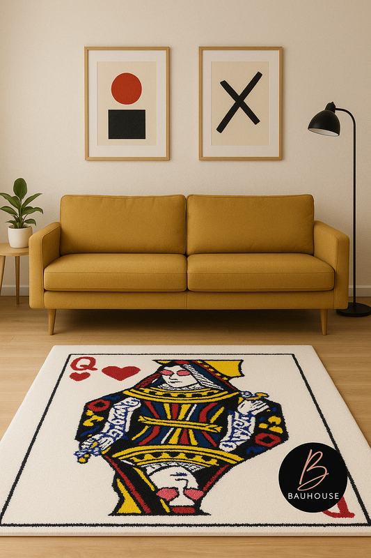 Queen of Hearts Tufted Rug – Modern Card Design