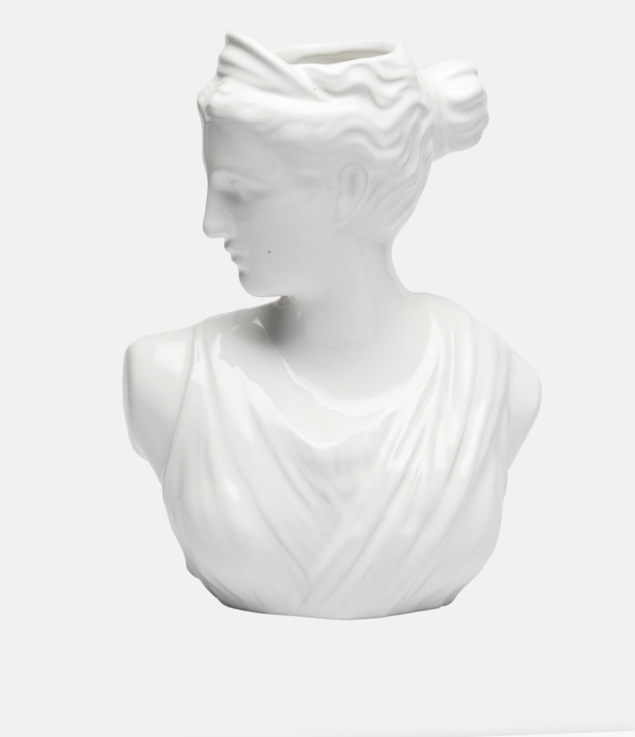 Front view of the Lawrence Grey decorative ceramic vase, inspired by classical sculpture.